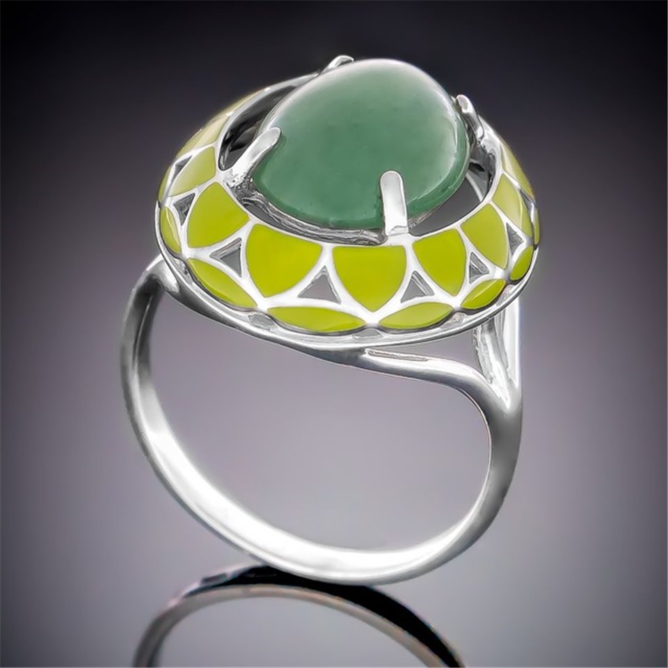 Перстень 401 авантюрин зелений Rh Timofeev