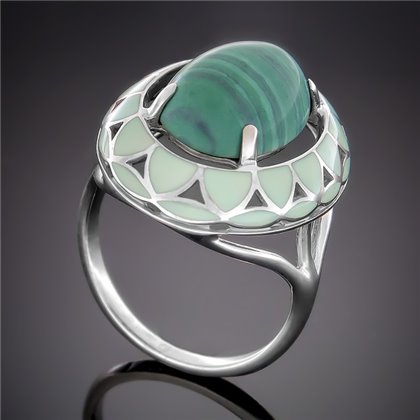 Перстень 401 малахіт Rh Timofeev