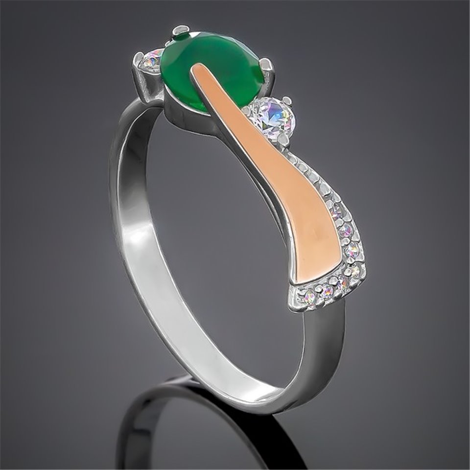 Перстень 389 агат зелений Rh Timofeev