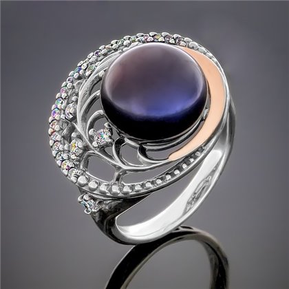 Перстень 386 перлина чорна Timofeev