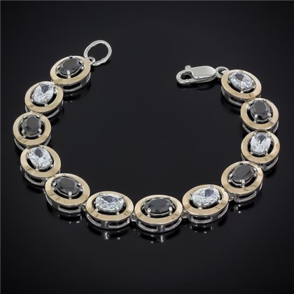 Браслет 605(18/12)цирконій чорний/цирконій білий Rh Timofeev