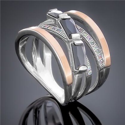 Перстень 383 цирконій чорний Rh Timofeev