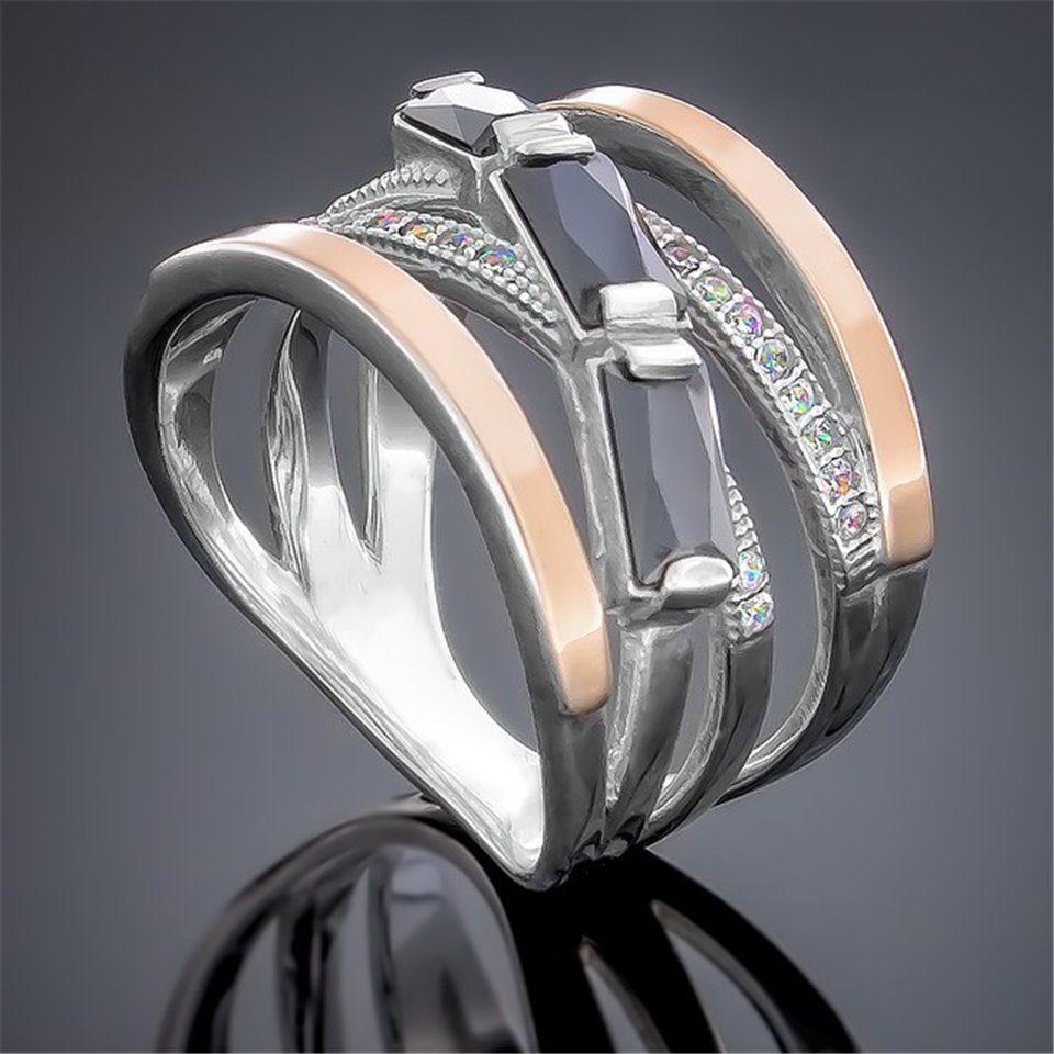 Перстень 383 цирконій чорний Rh Timofeev