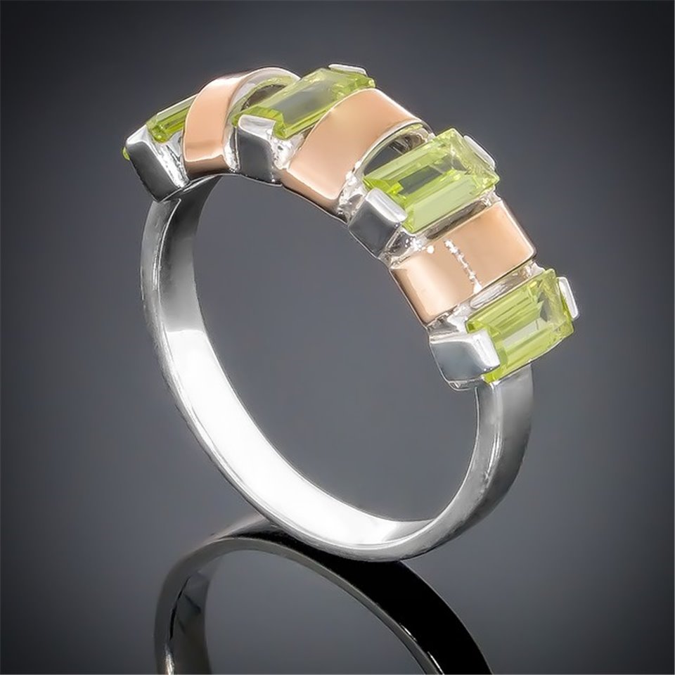 Перстень 382 хризоліт Rh Timofeev