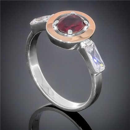 Перстень 381 гранат/цирконій білий Rh Timofeev