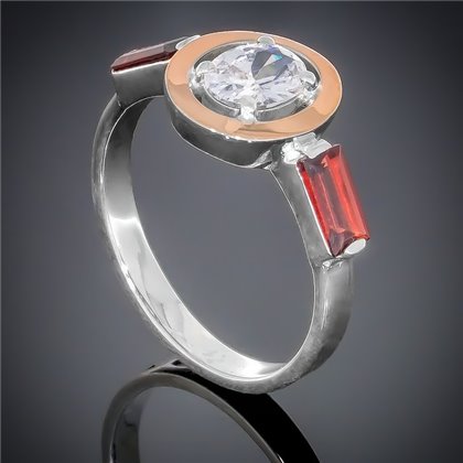 Перстень 381 цирконій білий/гранат Timofeev