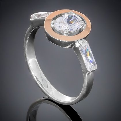 Перстень 381 цирконій білий/цирконій білий Rh Timofeev