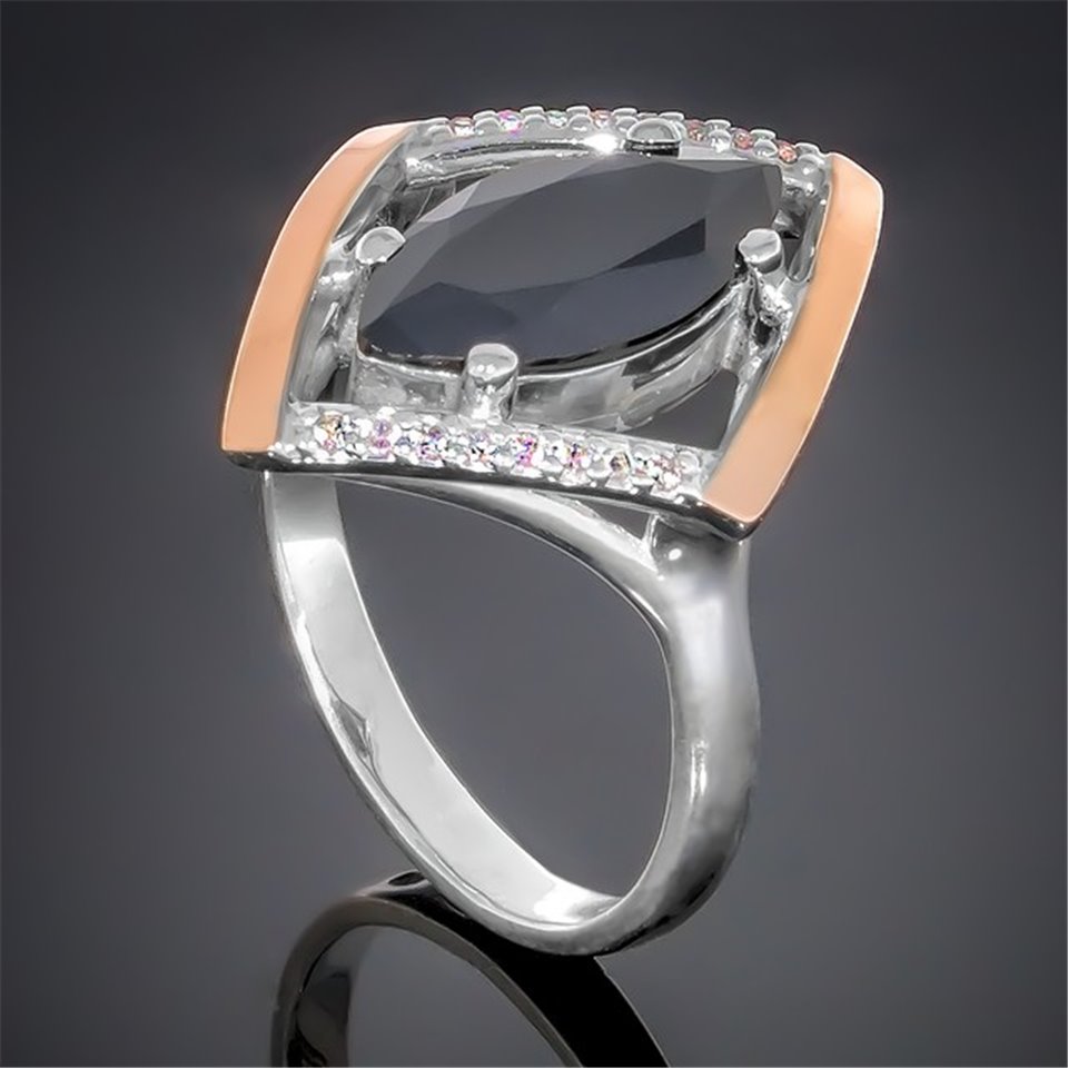 Перстень 379 цирконій чорний Rh Timofeev