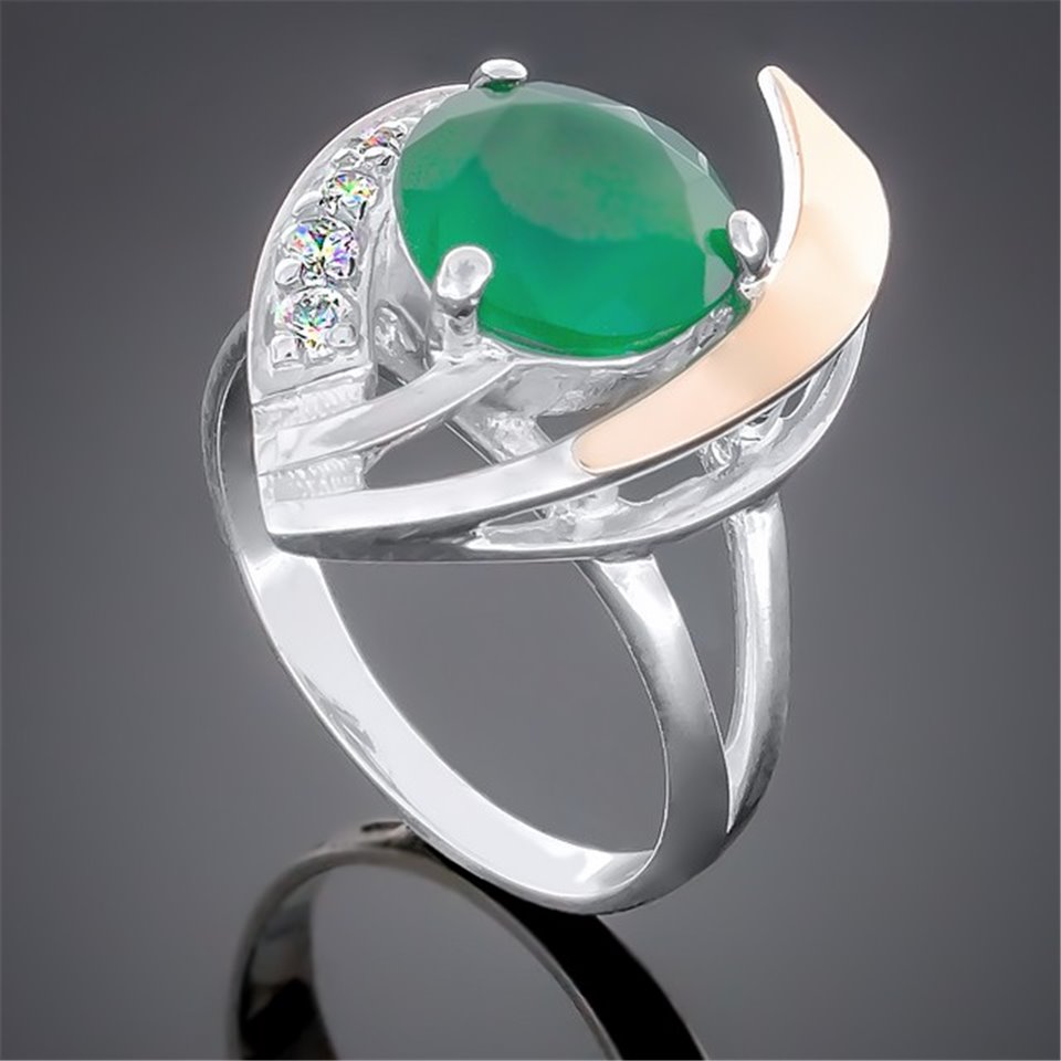 Перстень 179 агат зелений Rh Timofeev