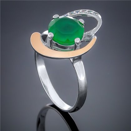 Перстень 234 агат зелений Rh Timofeev