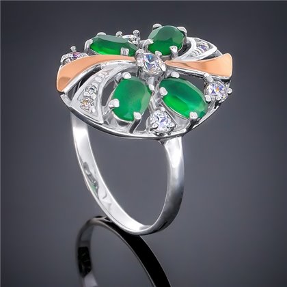 Перстень 249 агат зелений Rh Timofeev