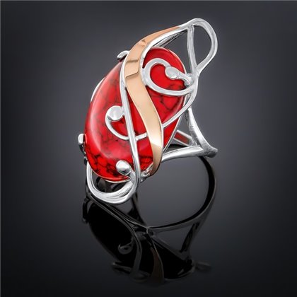 Перстень 295 корал імітація Rh Timofeev