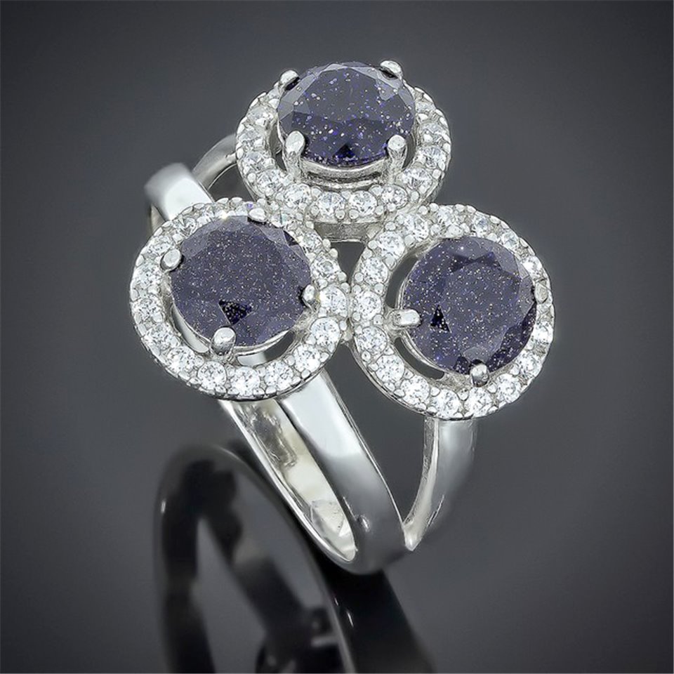 Перстень 565 авантюрин синій Rh Timofeev