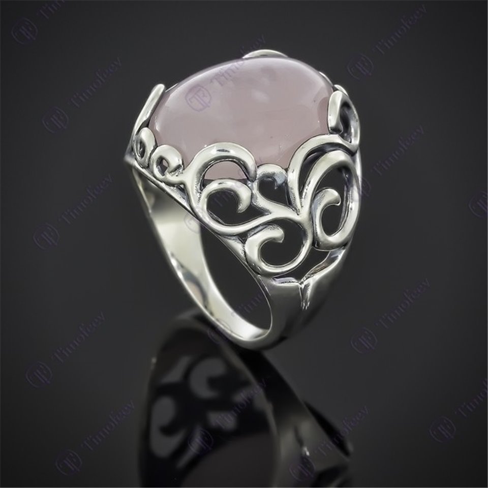 Перстень 592 кварц рожевий Timofeev