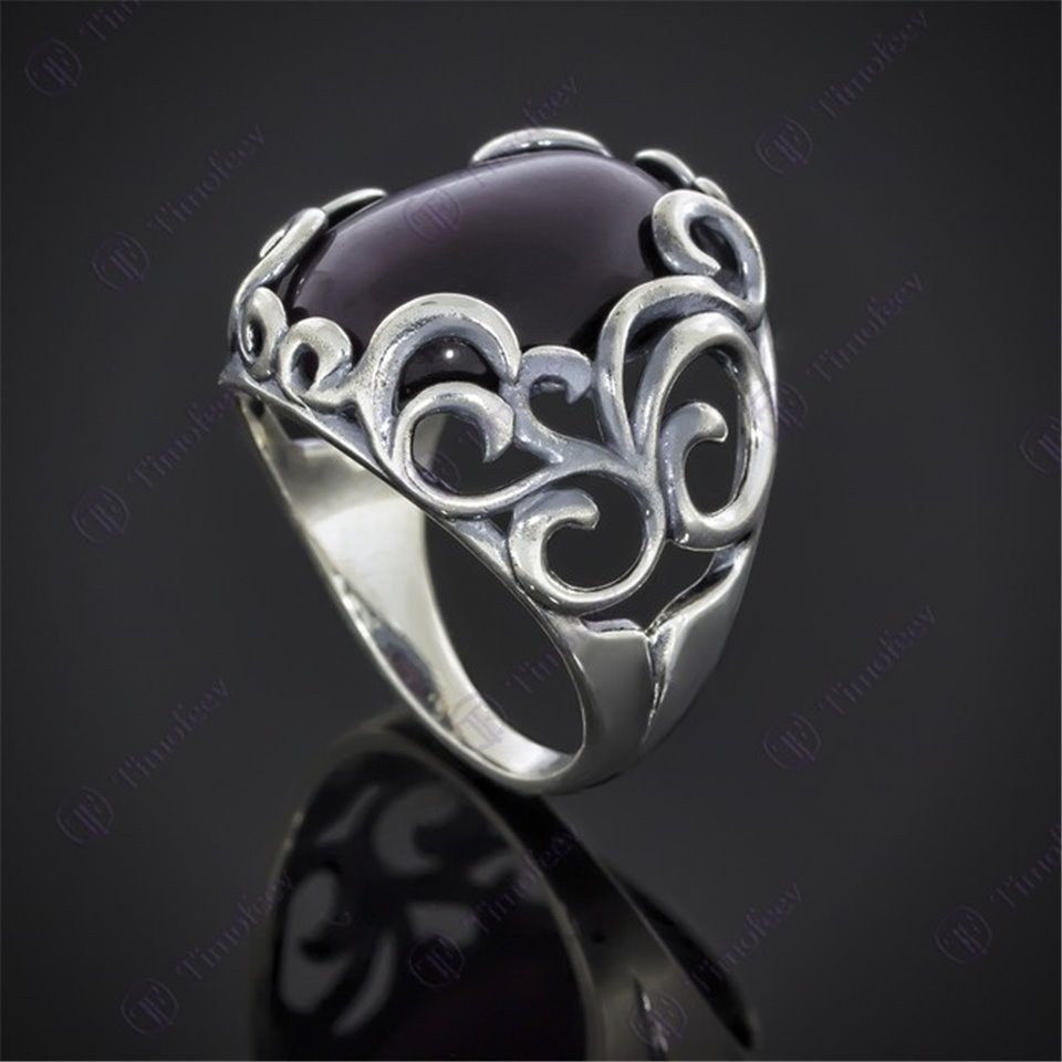 Перстень 592 улексит баклажан Timofeev