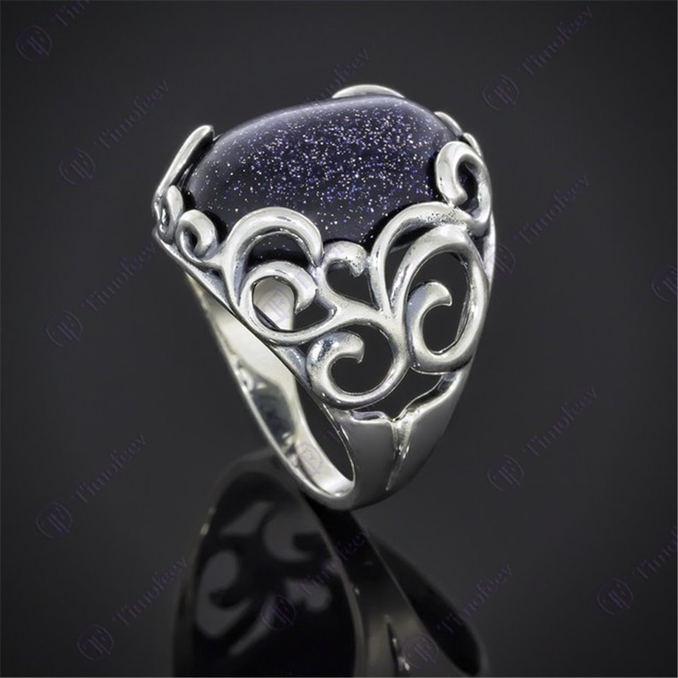 Перстень 592 авантюрин синій Timofeev