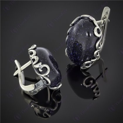 Сережки 592 авантюрин синій Timofeev