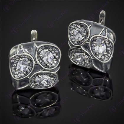 Сережки 597 цирконій білий Timofeev