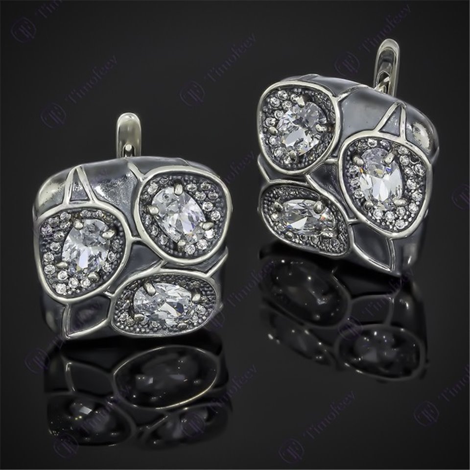 Сережки 597 цирконій білий Timofeev