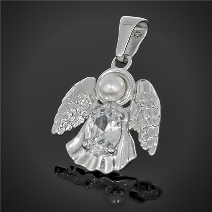 Підвіс 626 перлина біла/цирконій білий Rh Timofeev