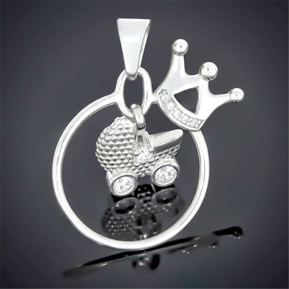 Підвіс 554 цирконій білий Rh Timofeev