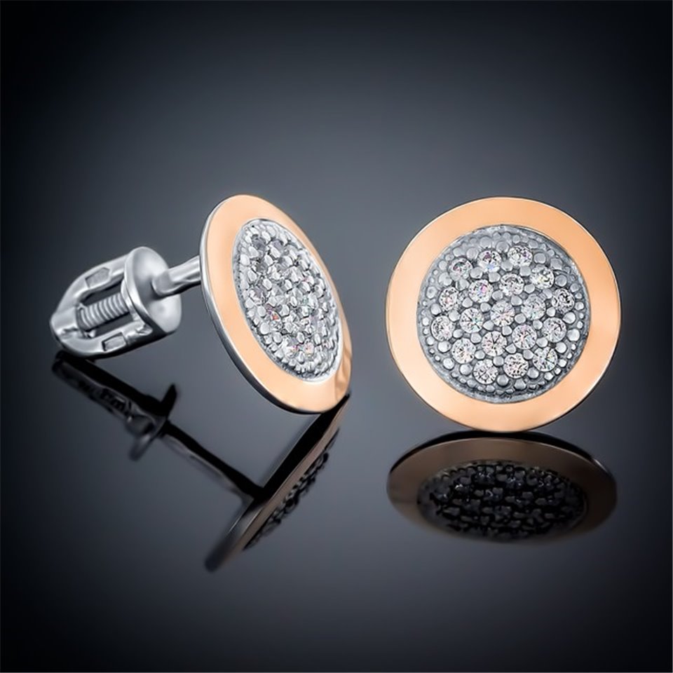 Сережки 001 цирконій білий Rh Timofeev