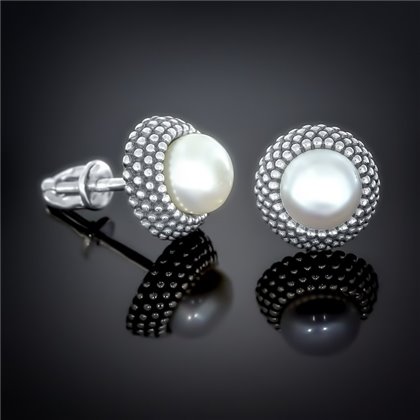 Сережки 003 перлина біла Rh Timofeev