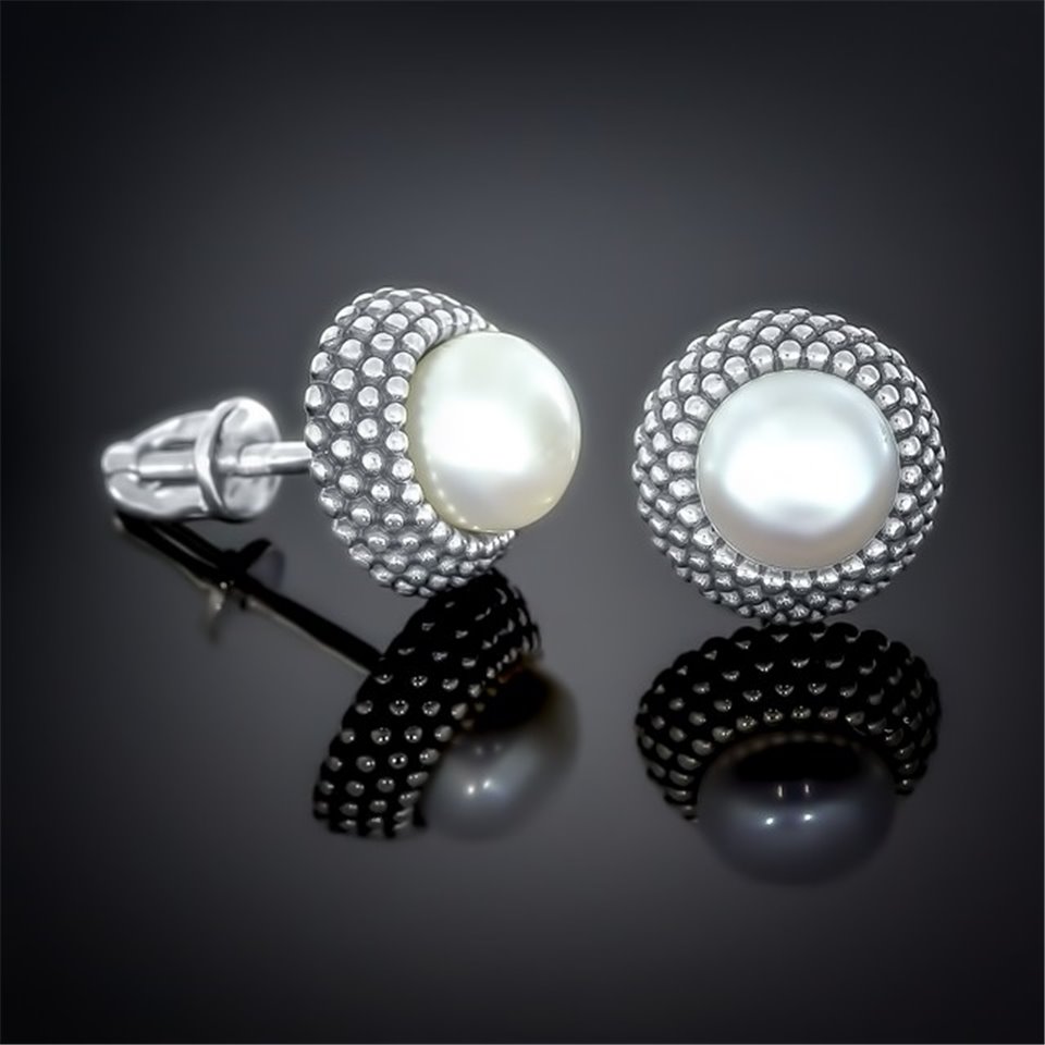 Сережки 003 перлина біла Rh Timofeev