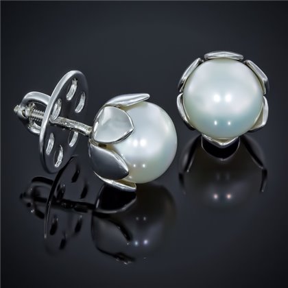 Сережки 004 перлина біла Rh Timofeev