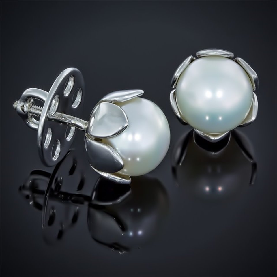 Сережки 004 перлина біла Rh Timofeev