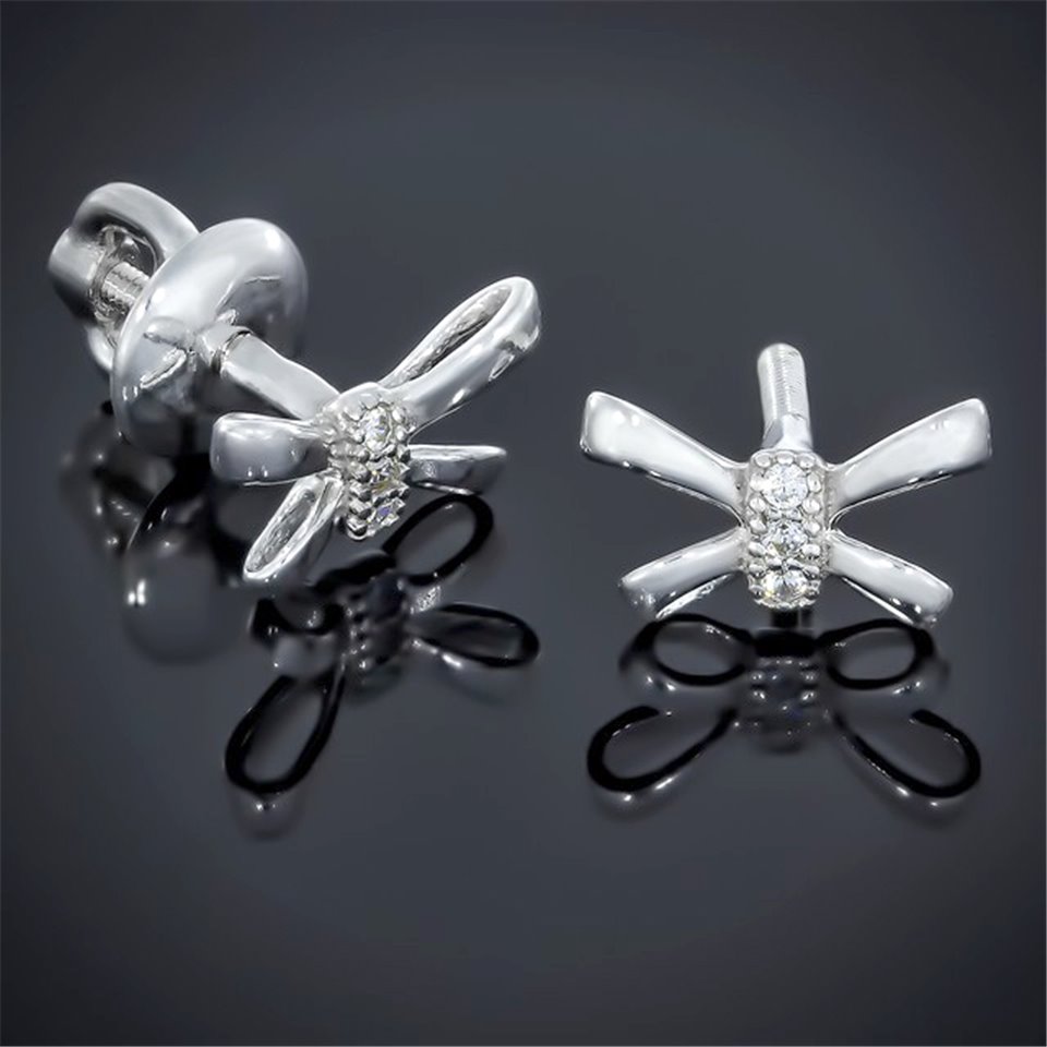 Сережки 008 цирконій білий Rh Timofeev