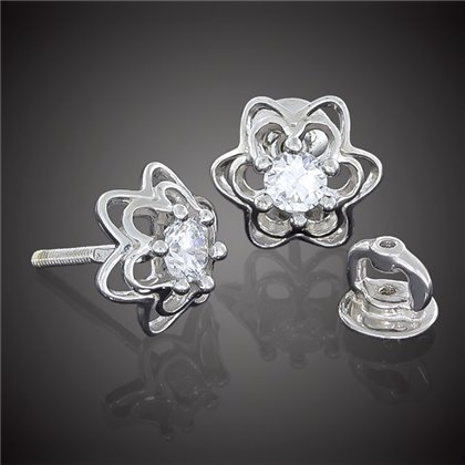 Сережки 010 цирконій білий Rh Timofeev