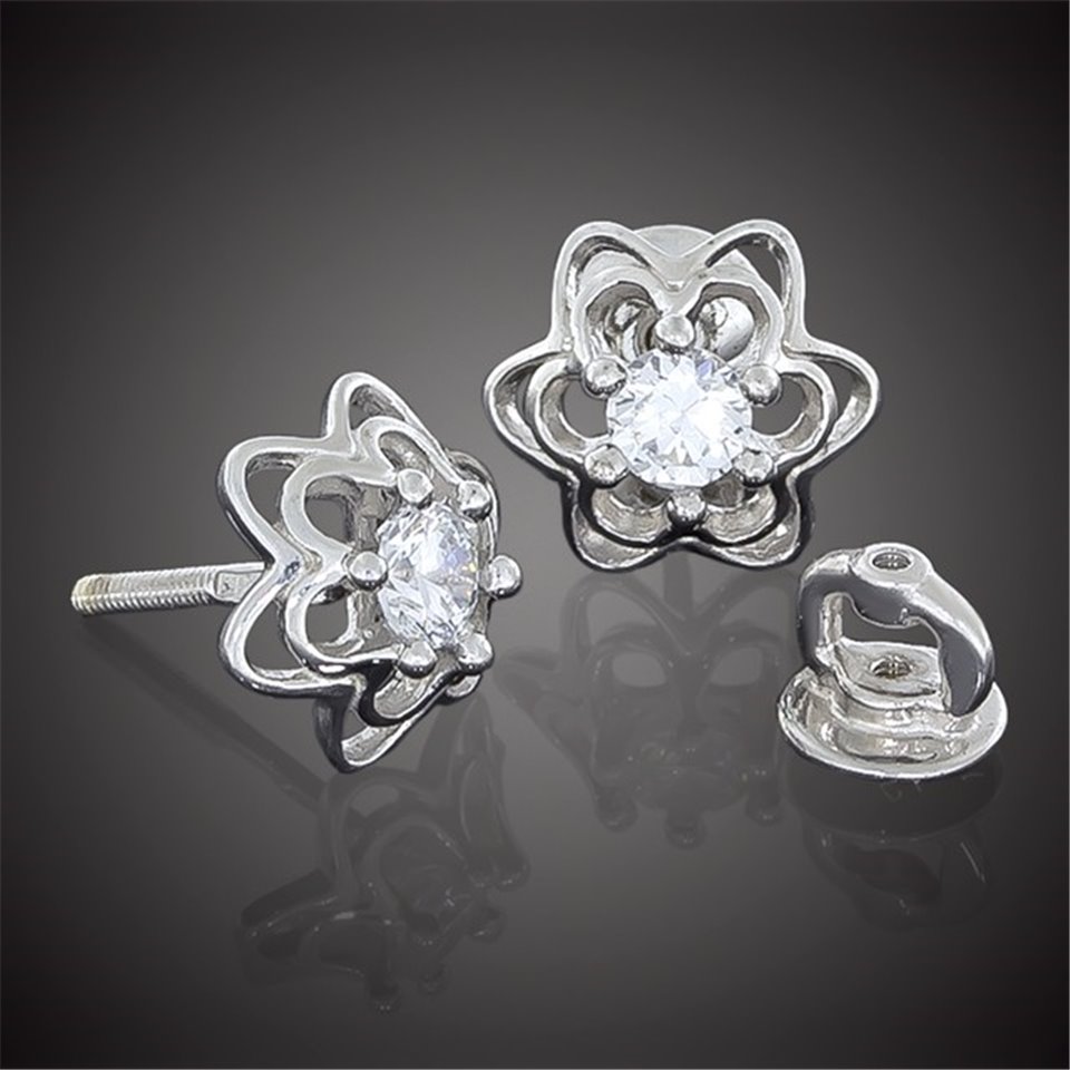 Сережки 010 цирконій білий Rh Timofeev