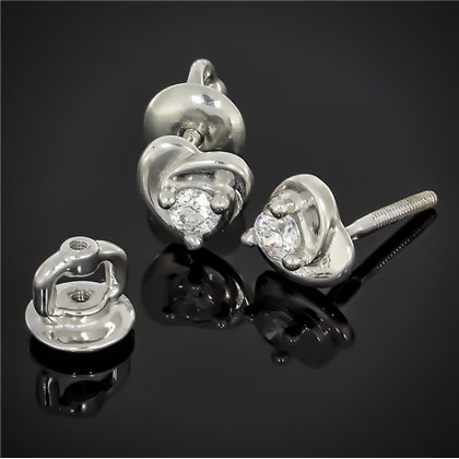 Сережки 011 цирконій білий Rh Timofeev