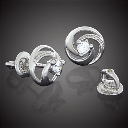 Сережки 012 цирконій білий Rh Timofeev