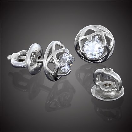 Сережки 013 цирконій білий Rh Timofeev 2