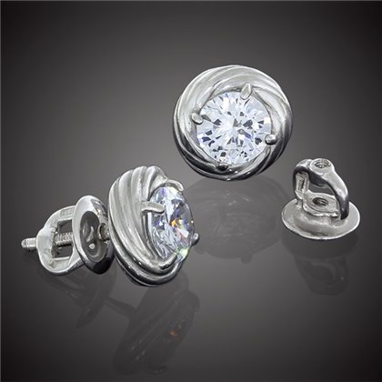 Сережки 014 цирконій білий Rh Timofeev