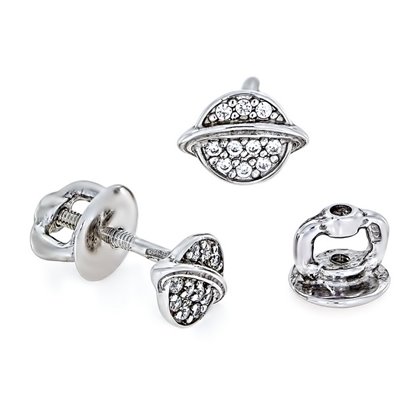 Сережки 030 цирконій білий Rh Timofeev