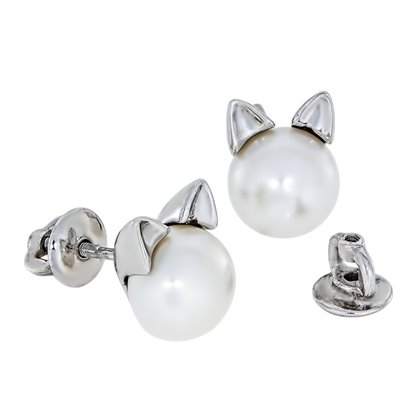 Сережки 031 перлина біла Rh Timofeev