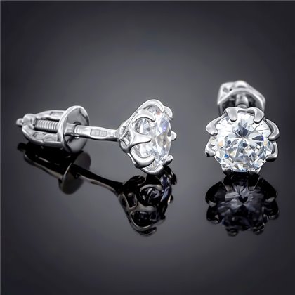 Сережки 002 цирконій білий Rh Timofeev