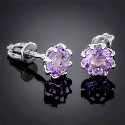 Сережки 002 аметист Rh Timofeev