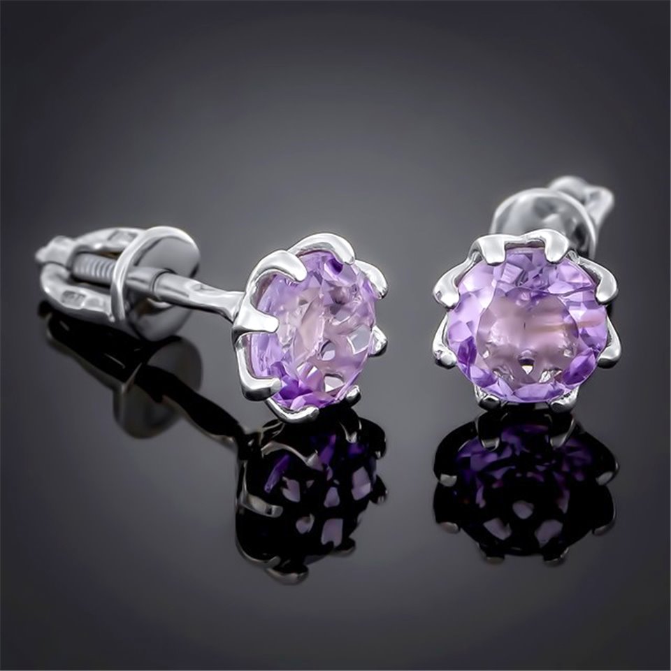 Сережки 002 аметист Rh Timofeev