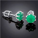 Сережки 002 агат зелений Rh