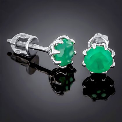 Сережки 002 агат зелений Rh Timofeev