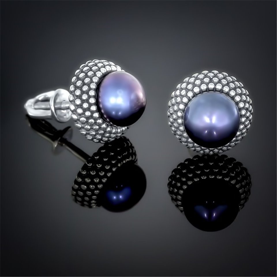 Сережки 003 перлина чорна Timofeev