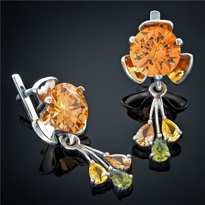 Сережки 60 шампань жовтий олива шампань Rh Timofeev