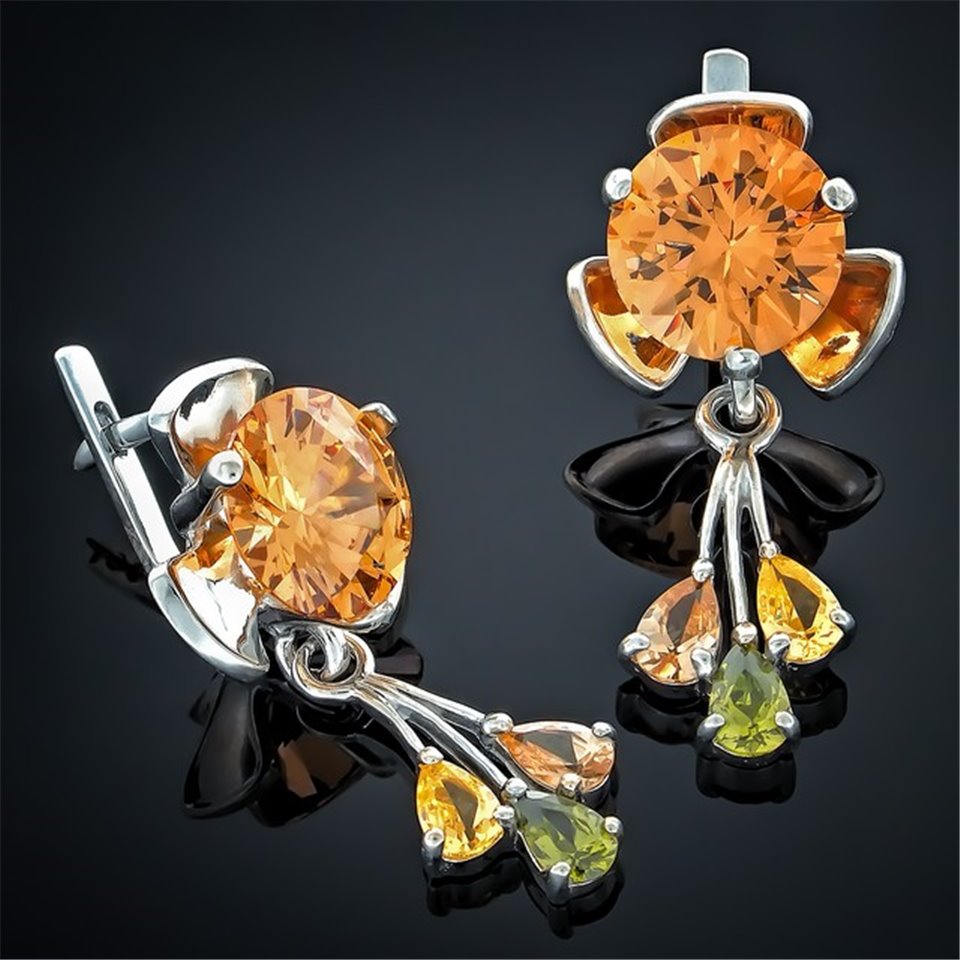 Сережки 60 шампань жовтий олива шампань Rh Timofeev