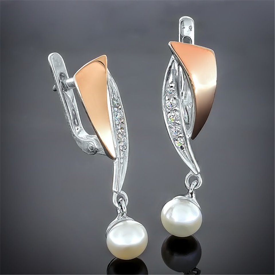 Сережки 75 перлина біла Rh Timofeev