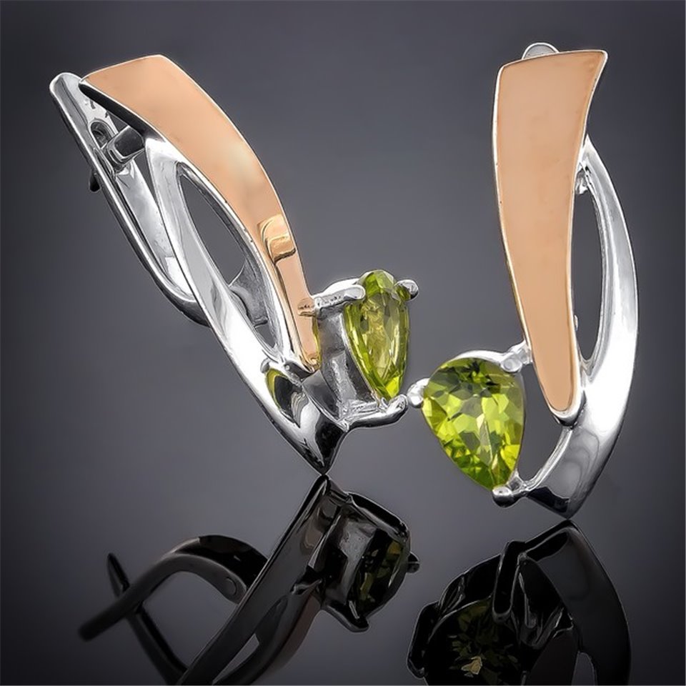 Сережки 79 хризоліт Rh Timofeev