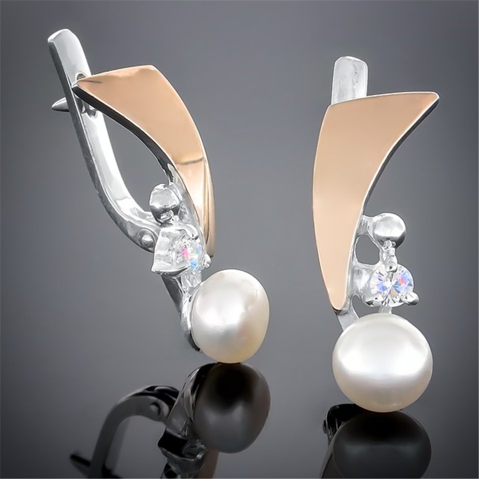 Сережки 80 перлина біла Rh Timofeev